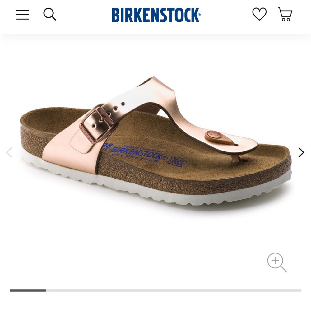 Birkenstock size 40 Gizeh metallic copper